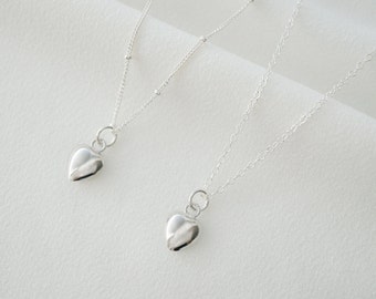 Tiny Sterling Silver Heart Necklace (Clementine) // Heart Charm // Gift for her // Minimalist jewelry