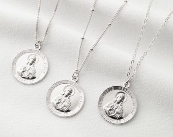 Sacred Heart of Jesus Sterling Silver Coin Medallion Necklace (Jesus Regal) // Sterling Silver // 14K Gold filled // Minimalist jewelry