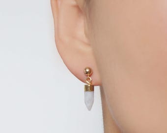 Moonstone Gold Stud Earrings (Matisse) // Gifts for her // Handmade earrings // Minimalist jewelry