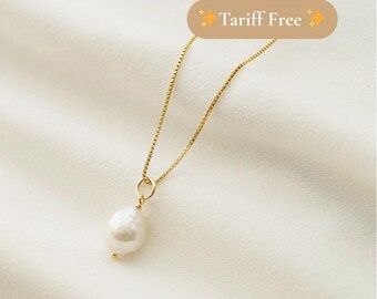 Genuine Freshwater Baroque Pearl 14K Gold Fill Necklace (Estelle) // Bridal jewelry // June birthstone // Ships to USA