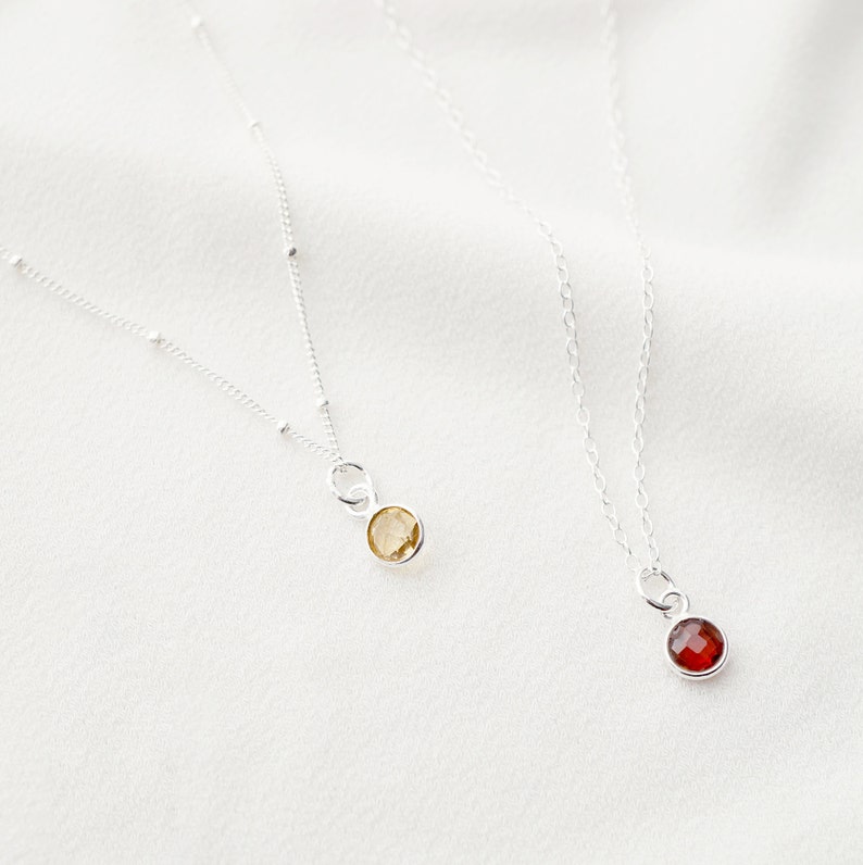 Tiny garnet stone on Sterling silver Necklace Cira // Gift for sister // Present for mom // Dainty necklace image 4