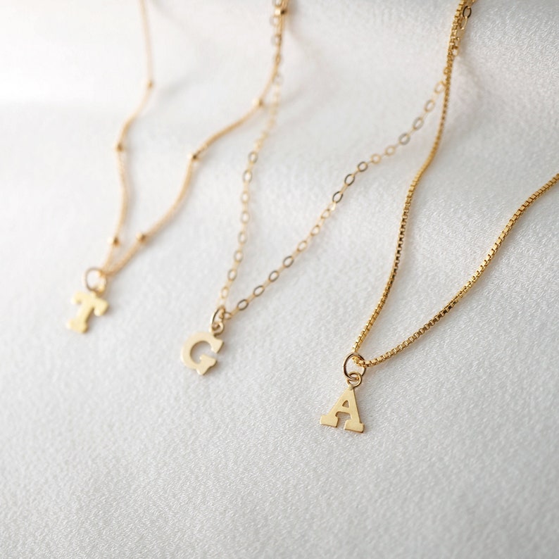 Tiny Gold Initial Charm Necklace Maraval // Initial necklace // Personalized necklace // Gold Filled Jewelry image 1