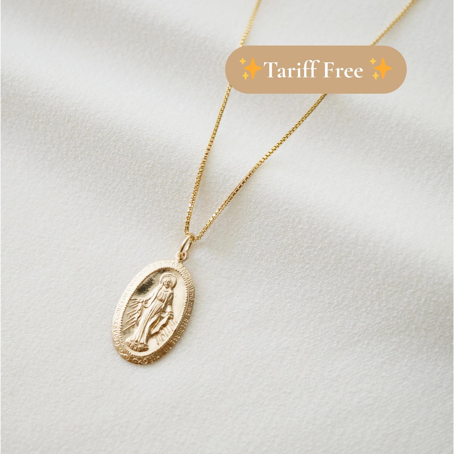 Blessed Mother Virgin Mary Gold Coin Medallion Necklace (mary Centro ...
