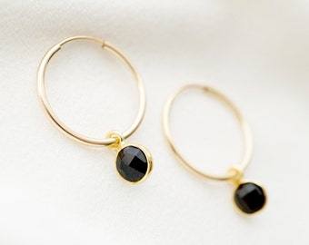 Onyx Gold Hoop Earrings (Valais) // Gifts for her // Handmade earrings // Minimalist jewelry