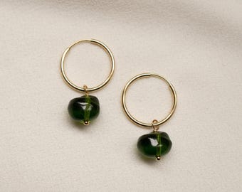 14K Gold Fill Pressglas Creolen // DayGlow Kollektion