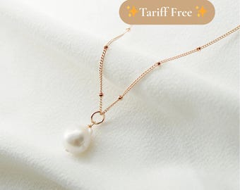 Baroque Genuine Freshwater Pearl Rose 14K Gold Fill Necklace (Estelle) // Ships from USA