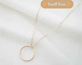 14K Gold Fill Circle Hoop Eternity Pendant on 14K Gold fill Necklace (Davi) // Ships from USA