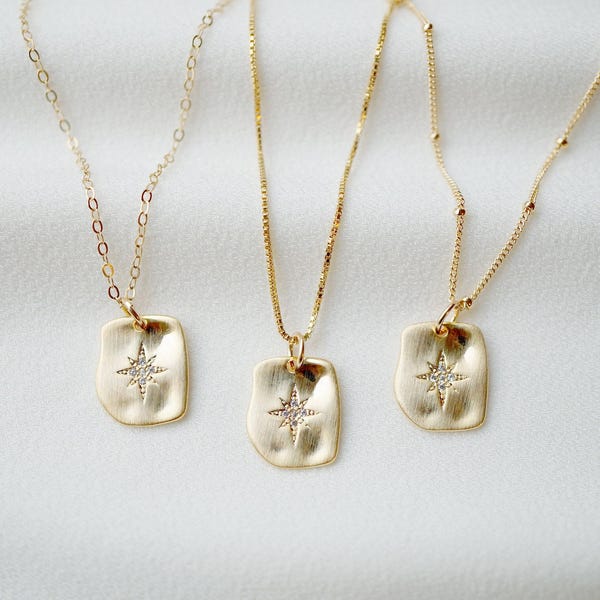 14K Gold Fill & Vermeil North Star Note-ketting (kompas Paxton)
