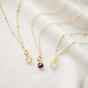 Tiny Pink Rose Quartz Gemstone on 14K Gold Fill Necklace (Cira) on Adjustable 16"-18" Cable Chain // February Birthstone // Birthstone