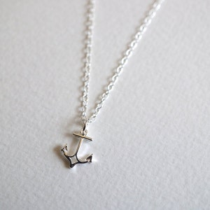 Anchor Sterling Silver Charm Necklace // Gifts for her // Nautical jewelry // Everyday necklace image 1