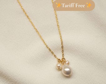 Kylen Süßwasserperlenkette - Perlen-Trio an 18 "14K Gold Fill Kabelkette