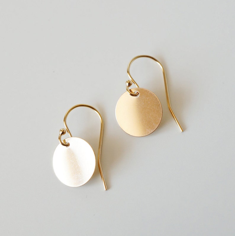 Gifts for sister Dainty earrings Gold Coin Circle Earrings on 14K Gold-filled wires Melanie