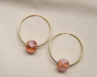 14K Gold Fill Pressglas Creolen // DayGlow Kollektion