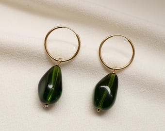 14K Gold Fill Pressglas Creolen // DayGlow Kollektion