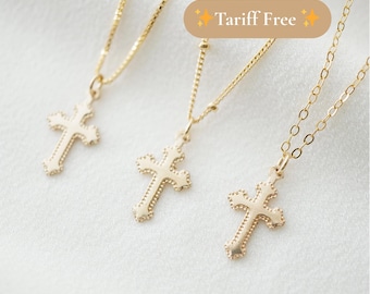 Tiny 14K Gold Fill Cross Necklace (Jada) // Gift for her // Religious Jewelry // Ships from USA