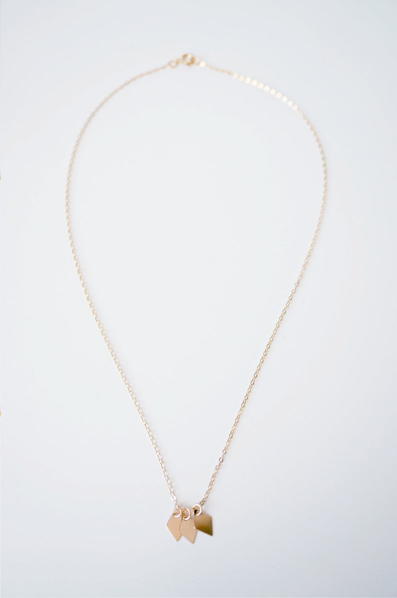 Gold Diamond Shape Trio 14K Goldfill Necklace Cassidy // Gift for sister // Present for mom // Dainty necklace image 6