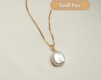 Genuine Freshwater Baroque Pearl 14K Gold Fill Necklace (Sirene) // Bridal jewelry // June birthstone // Ships from USA