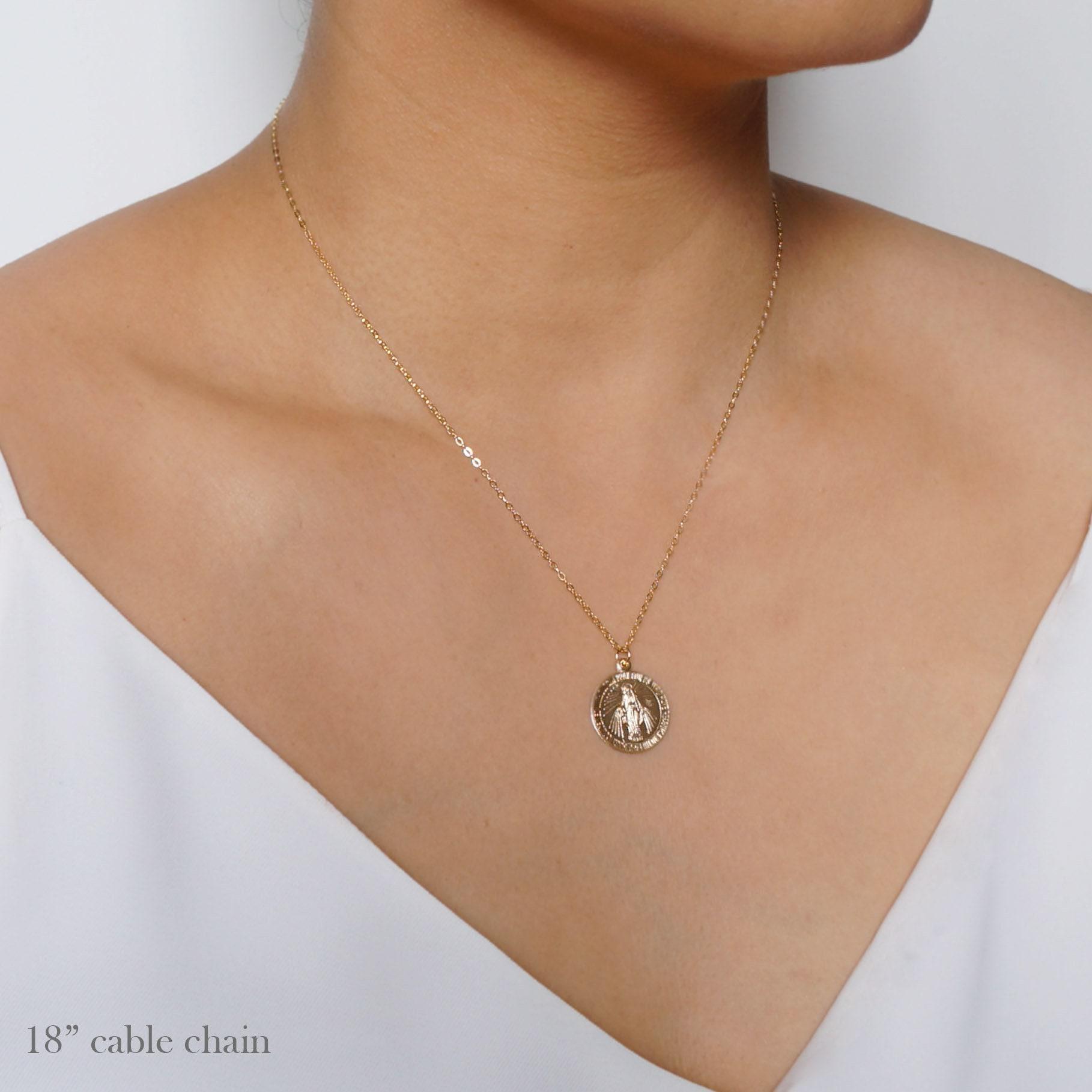 Blessed Mother Virgin Mary Gold Coin Medallion Necklace (mary Regal ...
