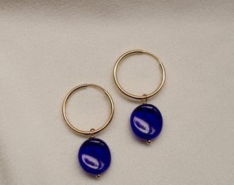 14K Gold Fill Pressglas Creolen // DayGlow Kollektion