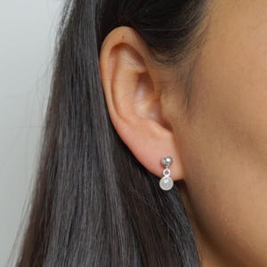 Tiny Moonstone Earrings on Sterling Silver studs (Cira) // Gift for her // Minimalist earring //