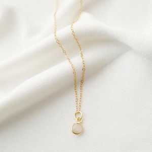 Tiny Moonstone on 14K Gold Fill Necklace (Cira) on Adjustable 16"-18" Cable Chain // Dainty necklace // Birthstone // Birth month