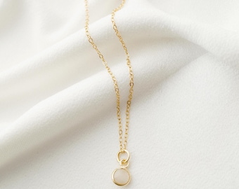 Tiny Moonstone on 14K Gold Fill Necklace (Cira) on Adjustable 16"-18" Cable Chain // Dainty necklace // Birthstone // Birth month