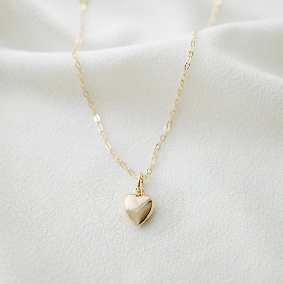 Tiny Gold Heart Necklace clementine // 14K Gold Filled // Gift for