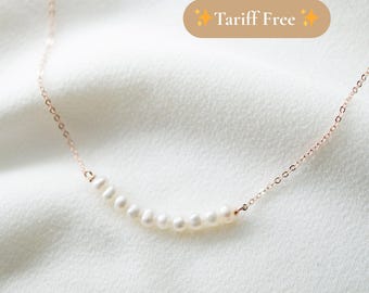 Tiny Pearl Rose Gold Necklace (Grace) // 14K Rose Gold filled Necklace // Bridal jewelry // Handmade jewelry // June birthstone