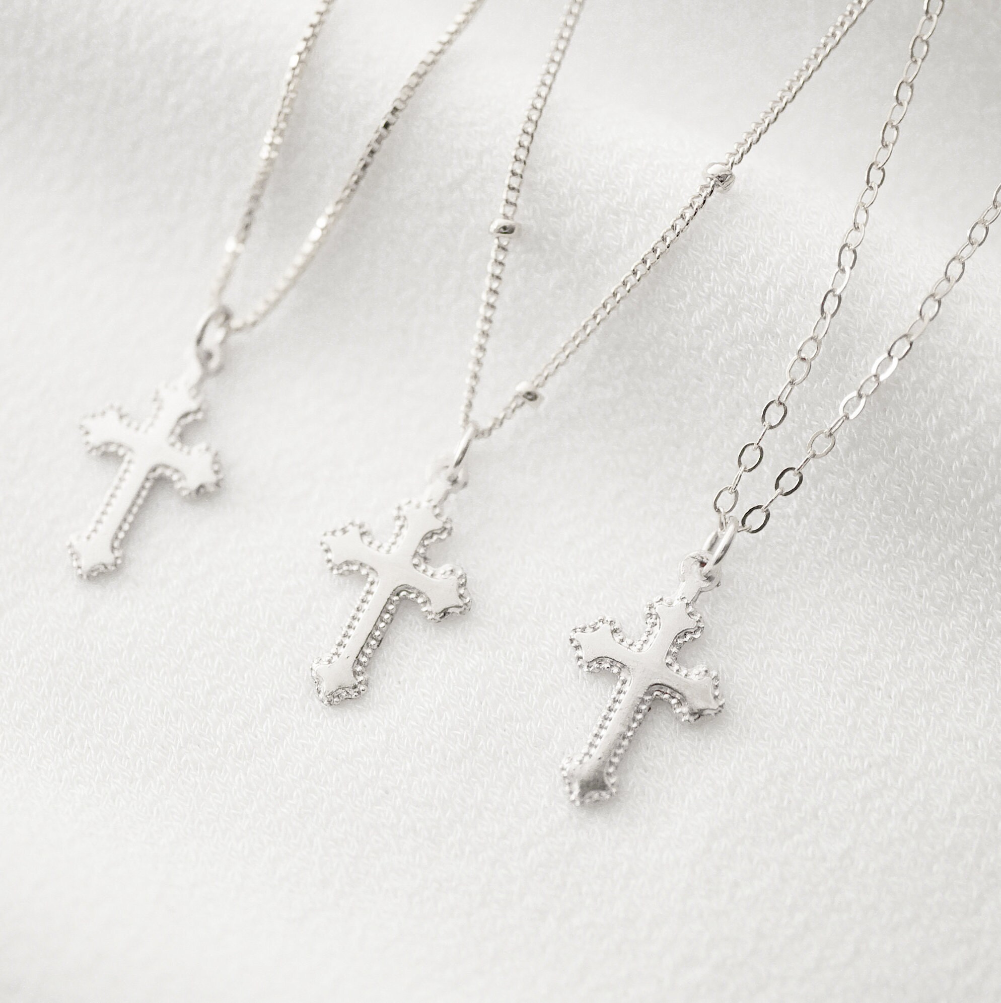 Tiny Sterling Silver Cross Necklace (jada) // 14K Gold