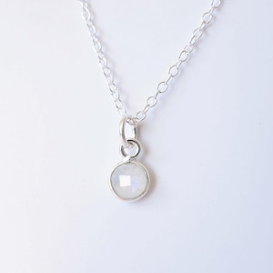 Tiny moonstone on Sterling silver Necklace (Cira) on 16-18" Adjustable Chain // June Birthstone