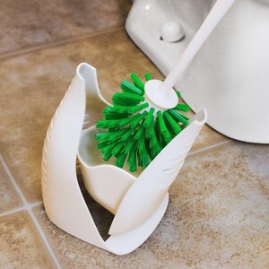 Designer Bowl Brush and Caddy Set, White Green