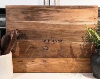 XL Personalized & Handmade Teak Cutting Board, Eclipse Collection.