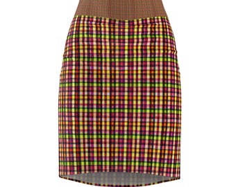 Colorful pattern design - Women's Pencil Skirt (AOP). Vibrant Colors and 3D design. Women, Fashion Forward, Stylish, Sleek.