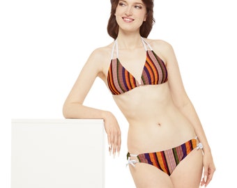 Bold Blend of Stripe Pattern for summer - Strappy Bikini Set (AOP)