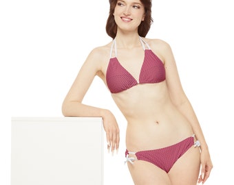 Red pattern design for summer fun - Strappy Bikini Set (AOP)