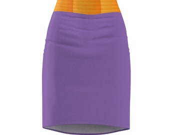 Purple and Sand - bright and bold. Women's Pencil Skirt (AOP). Vibrant Colors and plaid design. Women, Fashion Forward, Stylish, Sleek.