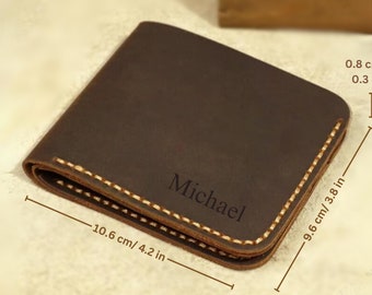 Personalised Genuine Leather Wallet, Custom Minimalist Wallet,  Father day gift, Boyfriend Gift, Gift for Him, Anniversary, Birthday