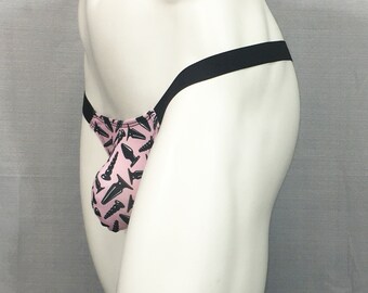 Men's T-Back Thong Plugs print on Cotton Jersey Spandex