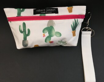 Belt bag, fanny pack with matching key fob cactus succulent print