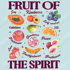 Fruit of the Spirit PNG, Comfort Colors Inspired Christian Design, Bible Verse Digital Download, Trendy Faith Sublimation File