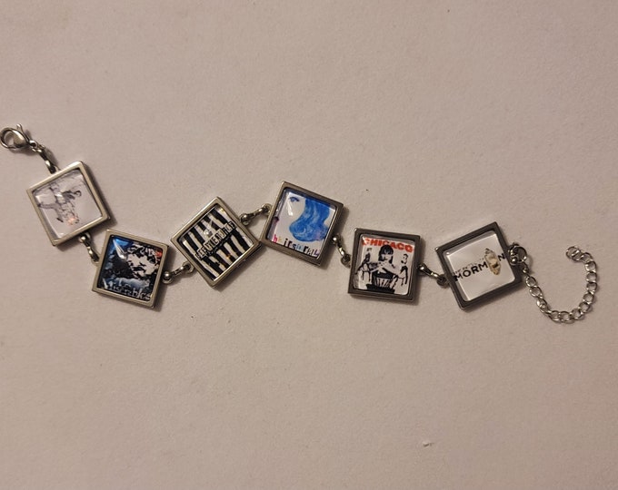 Silver Custom Broadway Playbill Bracelet, Broadway Playbill Bracelet,  Charm Bracelet, Bracelet, Musical, Playbill, Gift, Chain Bracelet