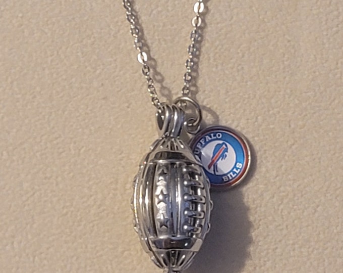 Silver Football Locket Cremation Urn Necklace,  Memorial Jewelry,  Memorial Necklace,  Urn Jewelry, Urn, Necklace, Cremation Necklace