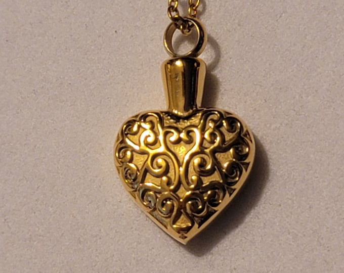 Gold Heart Cremation Urn Necklace, Necklace For Ashes, Cremation Jewelry, Urn Necklace, Necklace, Heart, For Human Remains, Gift