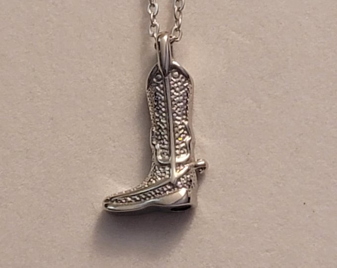 Silver Boot Cremation Urn Necklace, Cremation Jewelry, Cremation Necklace, Boot Urn, Urn Necklace, For Ashes, Necklace, Gift, Boot Necklace