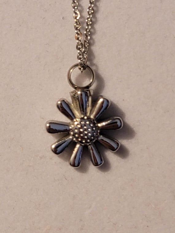 Collana con urna in acciaio inossidabile a forma di girasole - Ceneri - Ciocca di capelli - Commemorativa - Margherita - Floreale - Italia