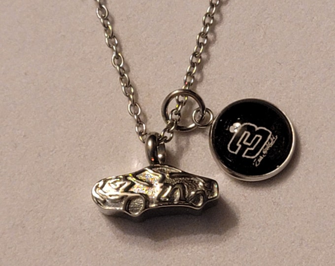 Silver NASCAR Cremation Urn Necklace, Cremation Jewelry,  For Human Ashes, Cremation Necklace, Race Car Ashes Necklace, Memorial Necklace