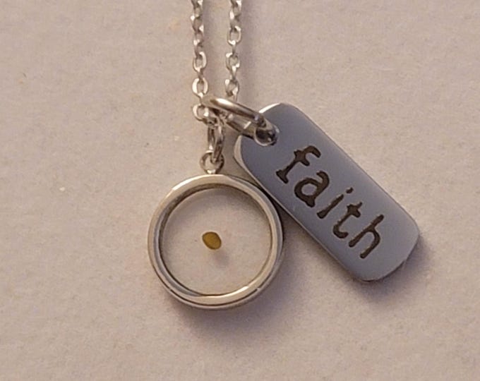Silver Mustard Seed Charm Necklace, Faith Necklace, Necklace, Charm Necklace, Mustard Seed, Gift, Faith, Stainless Steel Necklace
