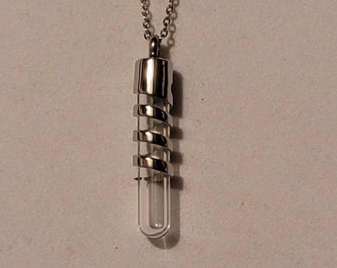 Silver See Through Spiral Tubular Cremation Urn Necklace, Necklace For Ashes, Cremation Jewelry, Urn, Necklace, Gift, Tube Urn, Ashes