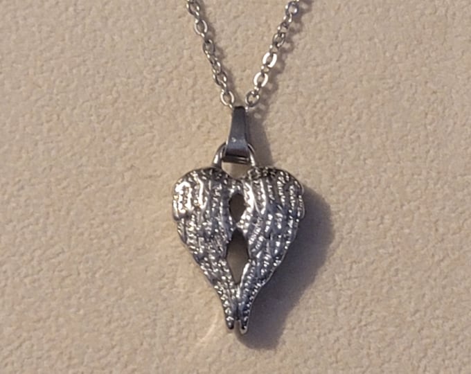 Silver Double Angel Wing Cremation Urn Necklace, Cremation Jewelry, Memorial Necklace, Cremation Necklace, Urn Jewelry, Duel Urn