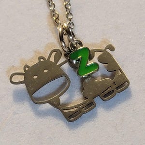 Silver Cow with Initial Charm Necklace, Necklace, Cow Lover Necklace, Necklace For Cow Lover, Charm Necklace, Gift